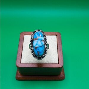 Ice Blue Dahlia Turquoise Statement Ring Size 9